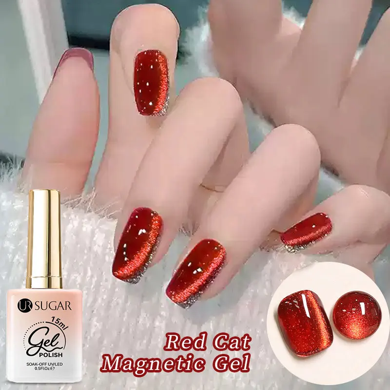 Gradient Nail Art Angola Red Cat Eye Glue Internet Famous Popular Red Crystal Cat Eye Glue Red Cat Magnetic Gel Sugar Nail Oil