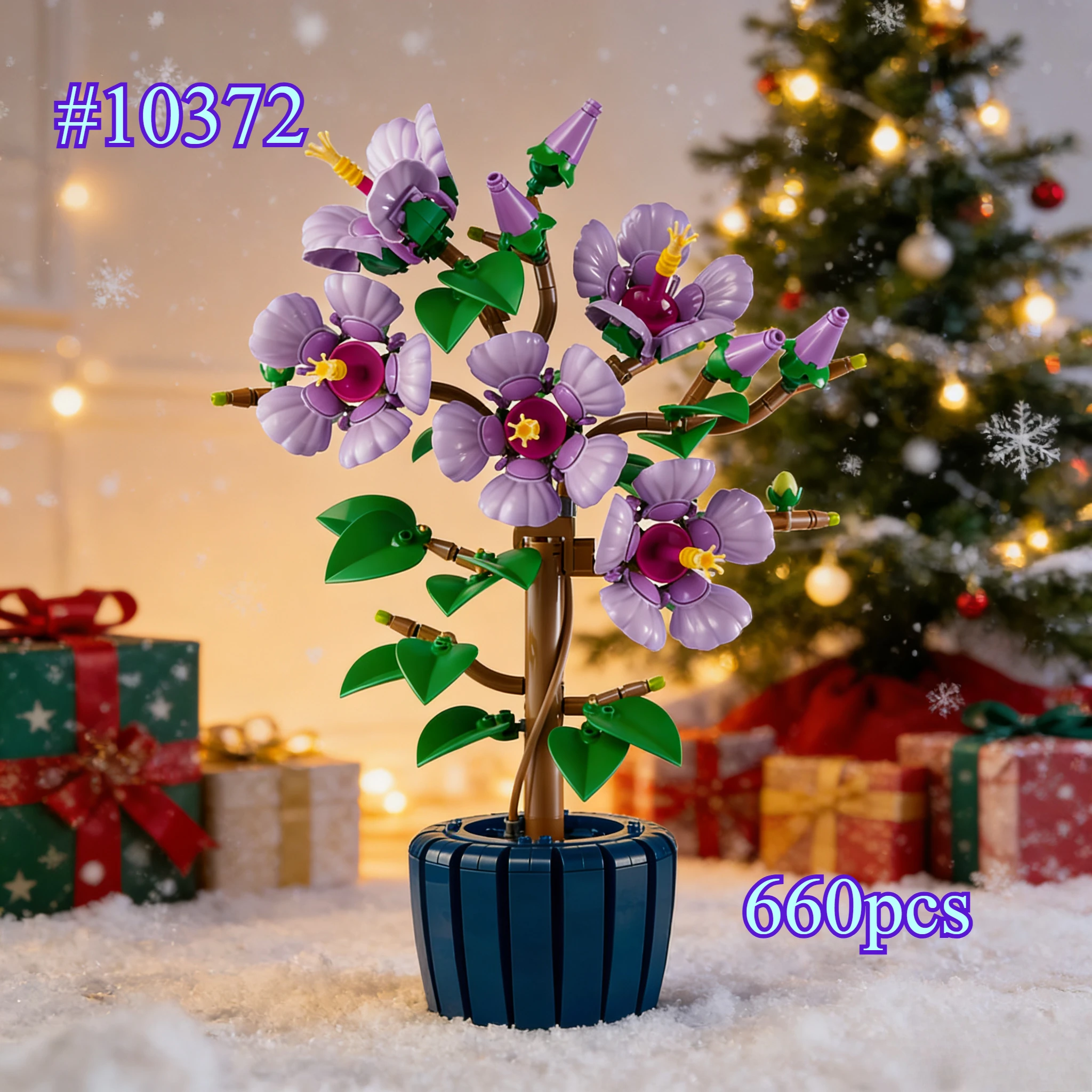 COLEÇÃO BOTANICAI Conjuntos de blocos de construção de flores de hibisco 10372 compatíveis com Legoed adequado para presentes de Natal, 660 unidades.