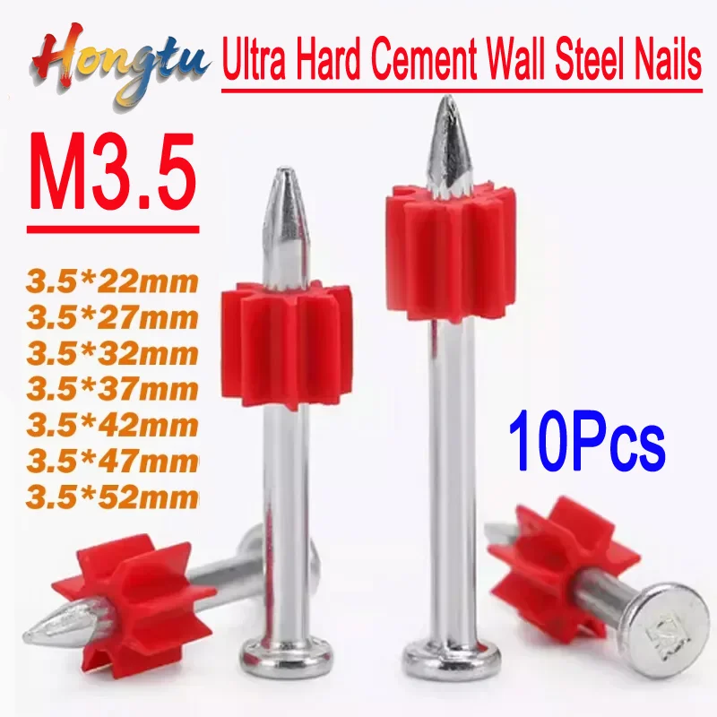 

Hongtu 10Pcs M3.5 Ultra Hard Cement Wall Steel Nails - Hardened Hardware Nails for Furniture & Advertisement