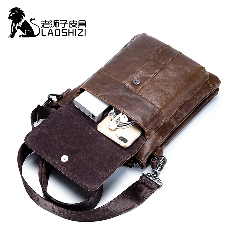 Imagem -02 - Bolsa Crossbody de Couro Genuíno para Homens Bolsas Mensageiro Masculino Bolsa de Ombro com Aba Bolsas de Viagem 100 Couro Nova Moda 2023