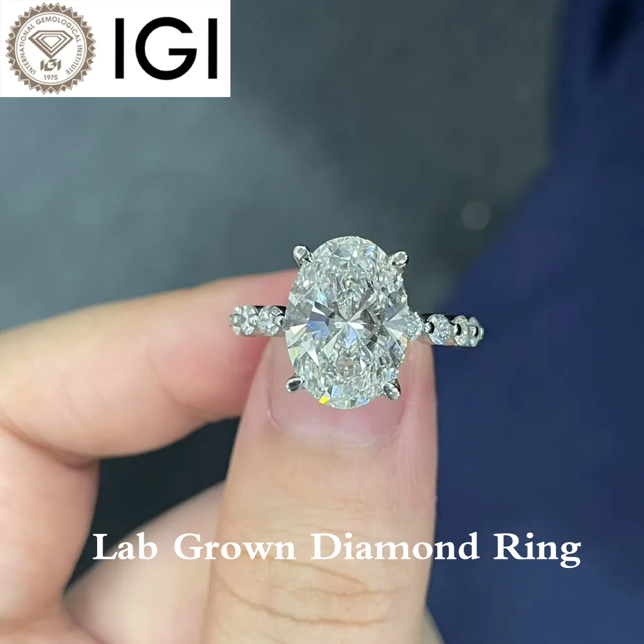 

4.07CT Oval Cut DEF/VS VVS Lab Grown Diamond Ring IGI Certified Platinum 950 Give Her An Engagement Ring