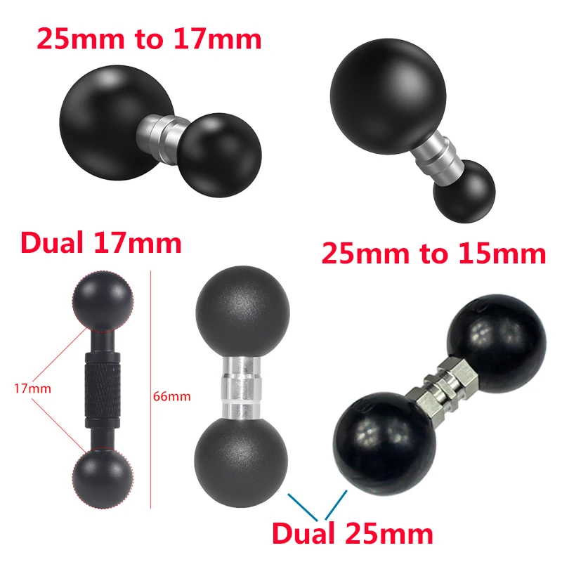 1 Piece 25mm to 15mm/17mm/25mm Composite Ball Adapter for Industry Standard Dual Ball Socket Mounting for garmin- GPS Brackets