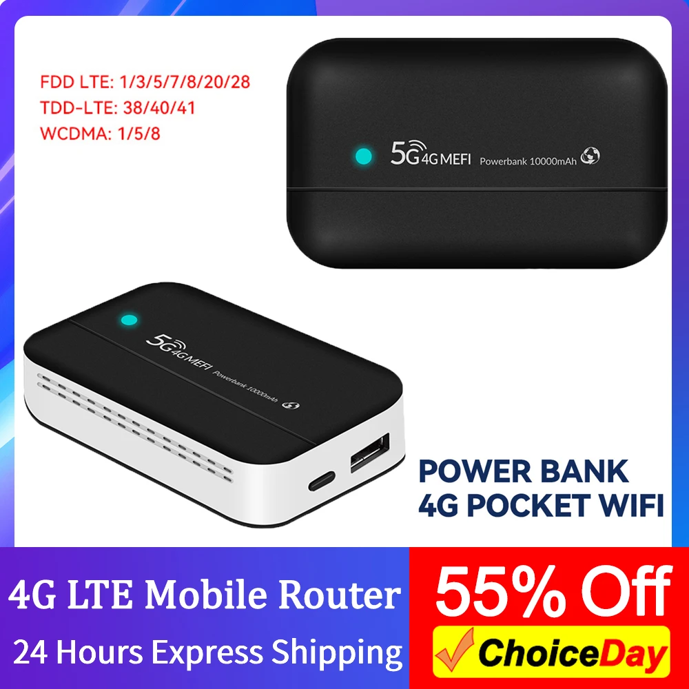 4G LTE Portable 10000mAh Power Bank Charger WiFi Wireless Router Charger PW100 Mobile Power Bank Pocket WiFi with Sim Card Slot