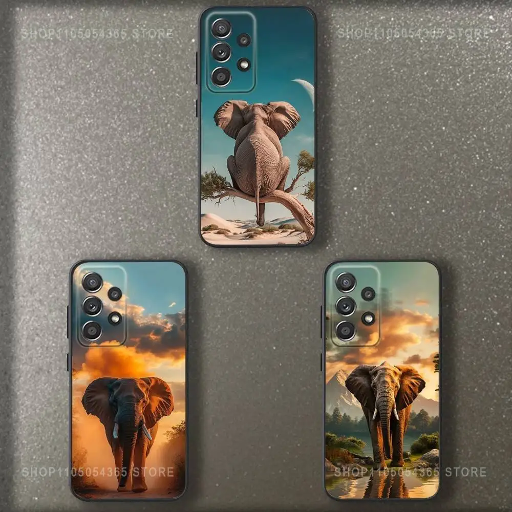 

Cute Elephants Phone Case For Samsung S 25,24,23,22,30,21,10,9,Ultra,Plus,Lite,FE,4,5 G Soft Black Case