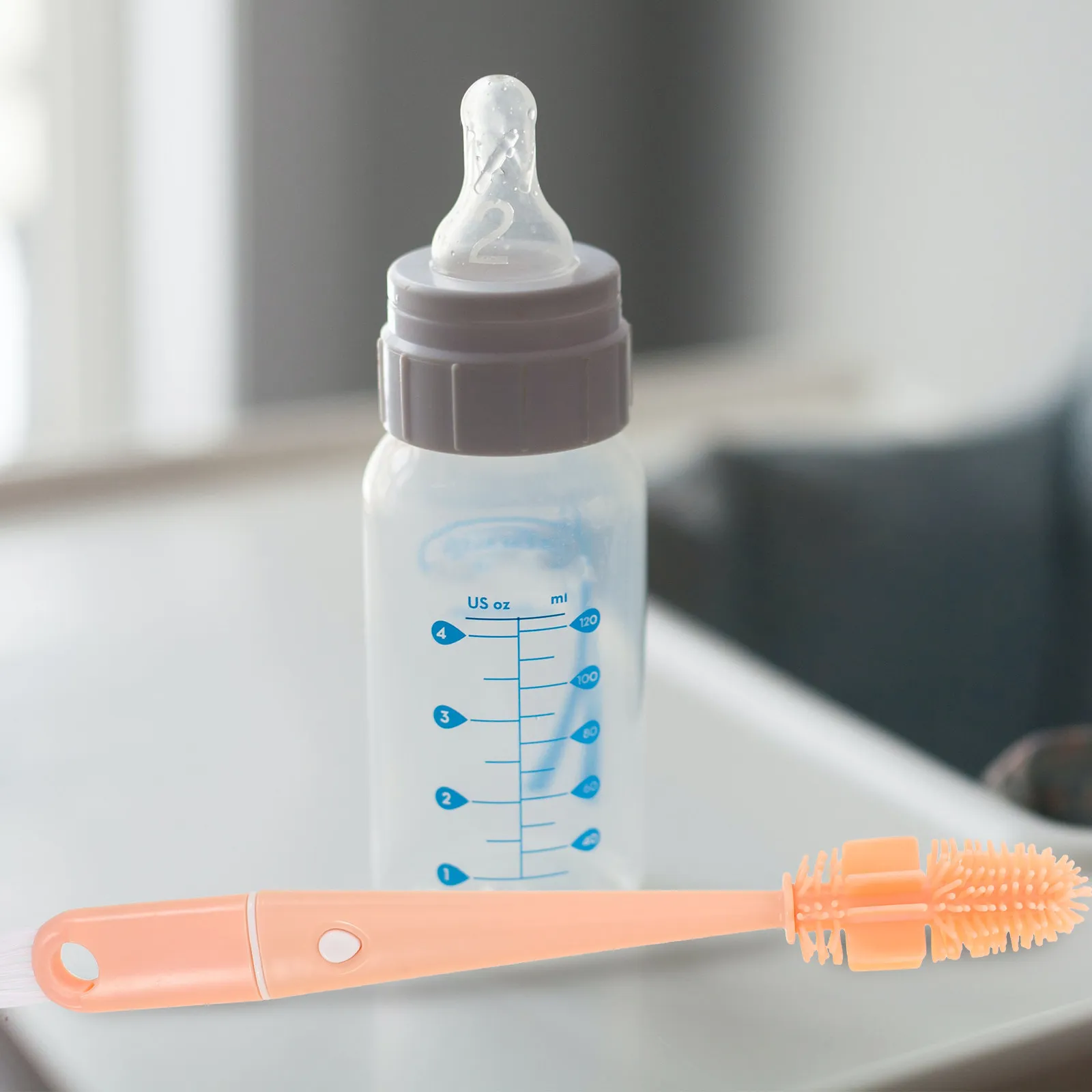 3Pcs Silicone Bottle Brush Set Soft Bottle Cleaning Brush Kit Easy Storage Hanging Hole for Milk Nursing Water