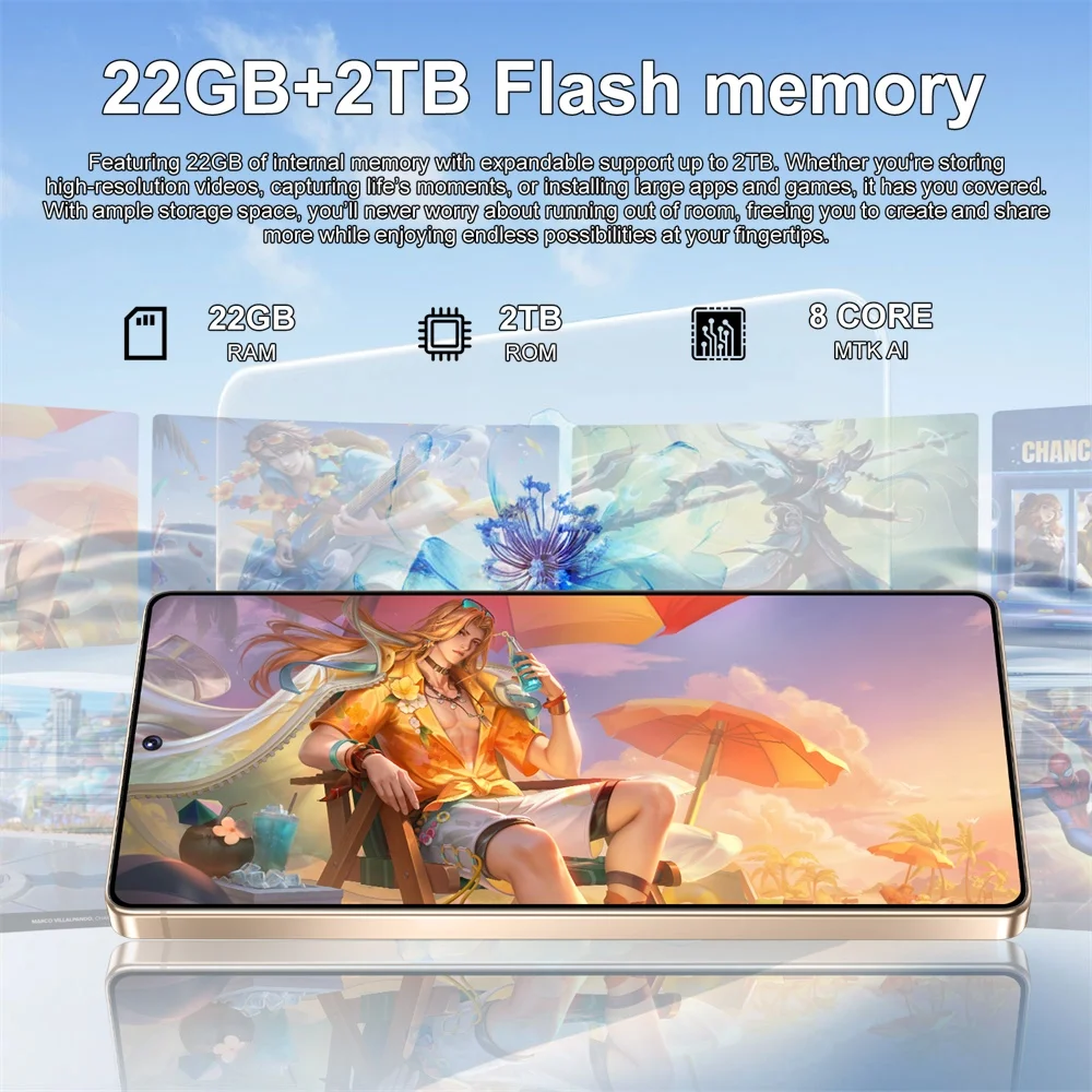 K-Touch C26 Ultra Mobile Phones Android 15 Smartphone Cell phone 7.3 Inch 16+48MP Camera 22GB+2TB 7800mAh Wifi GPS Face Unlocked 5G Dual SIM Long Battery Cellphones For Men Women