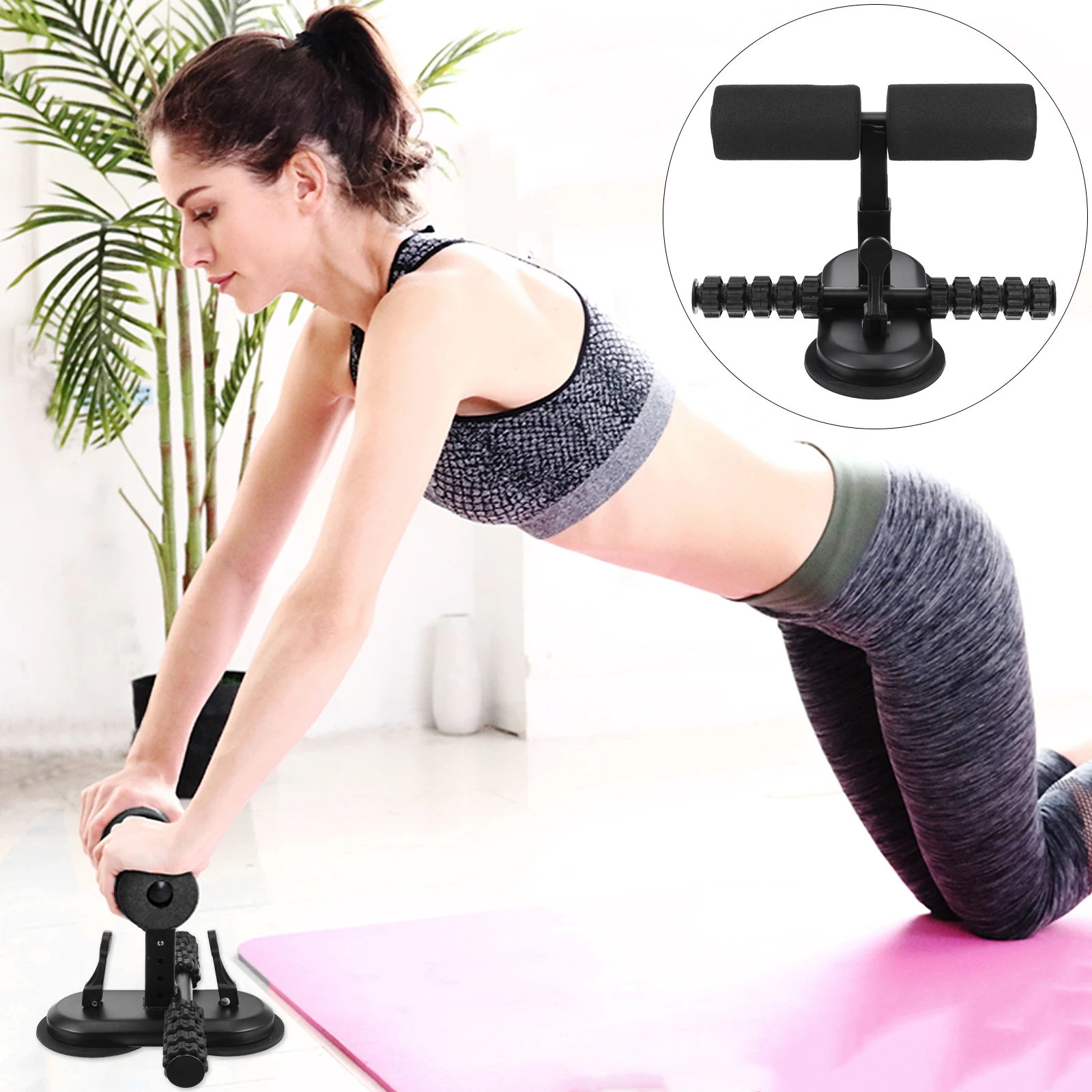 

Sit up Aid Belly Fitness Device Adjustable Crunches Assist Abdominal Curl Equipment Stable Suction Cups Easy to Use Home