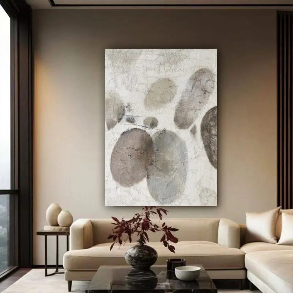 

Hand Painted Abstract Canvas Paintings Vintage Decoration Wall Art Grey Black Textured Sofa Oil Painting Home Living Room Decor