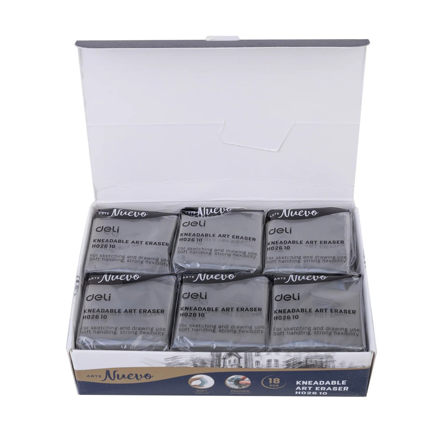 Imagem -03 - Borracha Deli-kneaded Soft Art Eraser Destaque Plasticidade Escrita Esboço Desenho Papelaria 18 Pcs