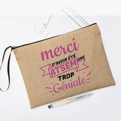 Thanks for Being So Awesome Atsem Mistress Make Up Teacher Pouch Merci Maîtresse Teacher's Storage Pouches Gift for Teachers