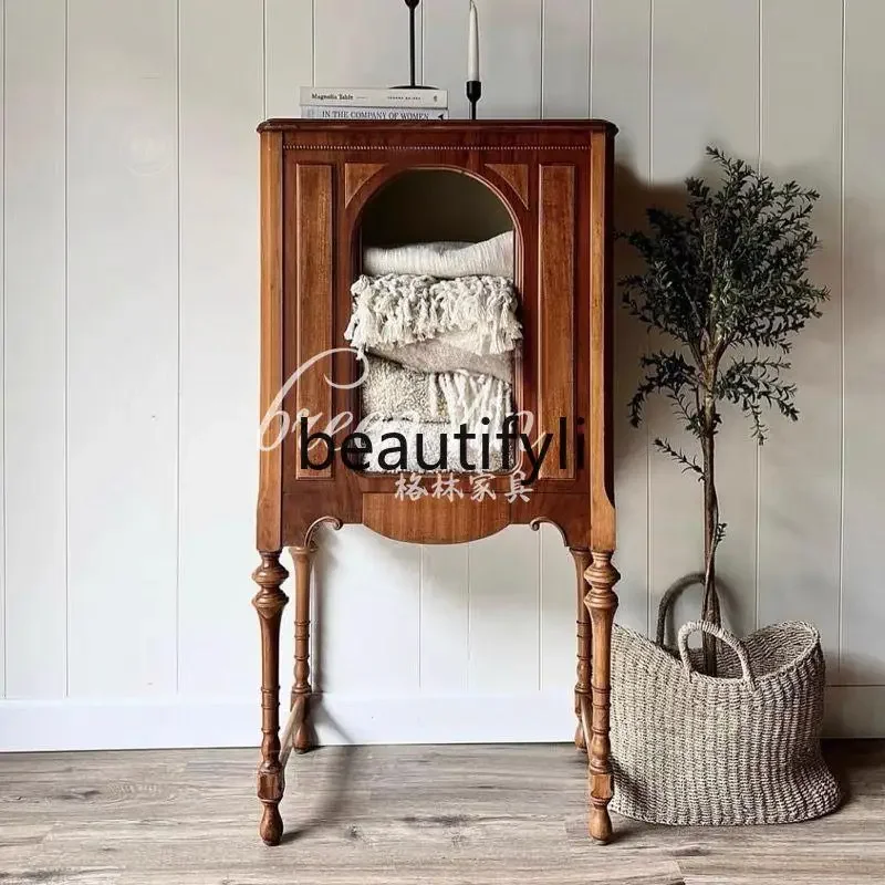 

American medieval solid wood wardrobe French retro locker creative decorative chest07A