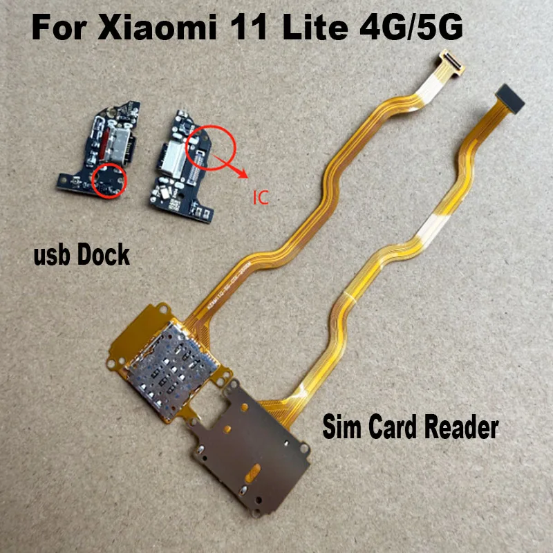 Xiaomi 11 Lite用USBドック充電ポートSIMカードリーダーソケット
