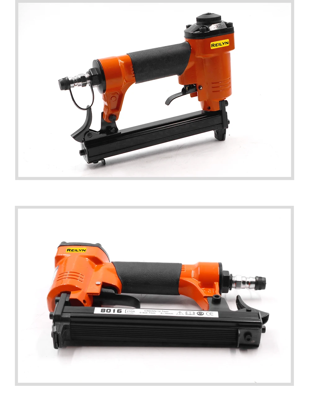 Reilyn 21GA Druckluft-Tacker 8016, pneumatischer Polstertacker, Druckluft-Nagelpistole, kleiner Tacker für Sofas – Detail 8