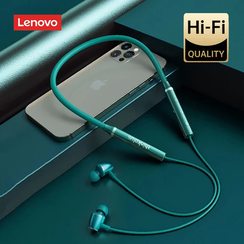 Imagen 2 del producto 100% Original Lenovo HE05X auriculares Bluetooth 5,0 auriculares inalámbricos impermeables sonido HIFI banda para el cuello auriculares deportivos 8H