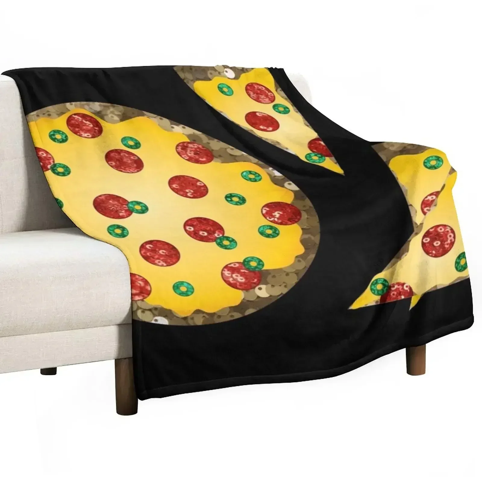 

sequin print pizza Throw Blanket Plush Fuzzy Cozy Blanket for Couch Sofa