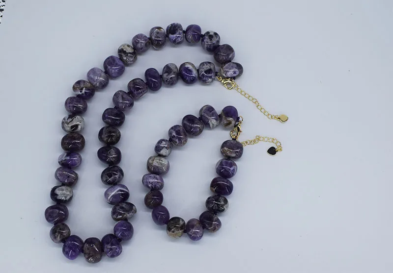 one set dream amethyst baroque necklace bracelet 46cm+20cm unique shape