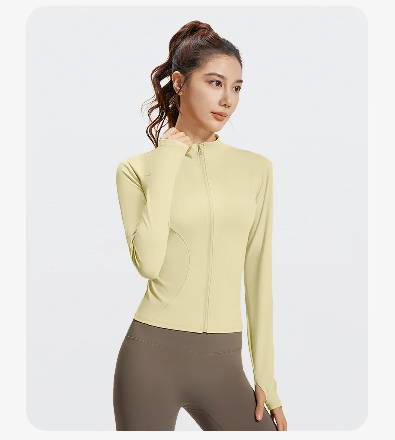 2026 Frühling Sommer Neue Yoga-Kleidung Windbreaker Damen Laufjacke Langarm Sweatshirt Sportjacken Damen Workout-Tops Activewear – Detail 23
