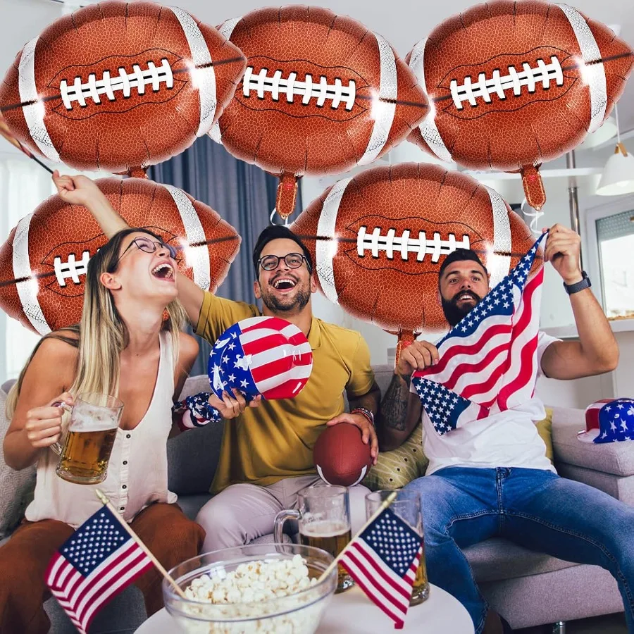 27 Inch Football Balloons6 Pcs Football Foil Balloons Super Bowl Balloon Football Party Balloon for Super Bowl Decor Tailgate G