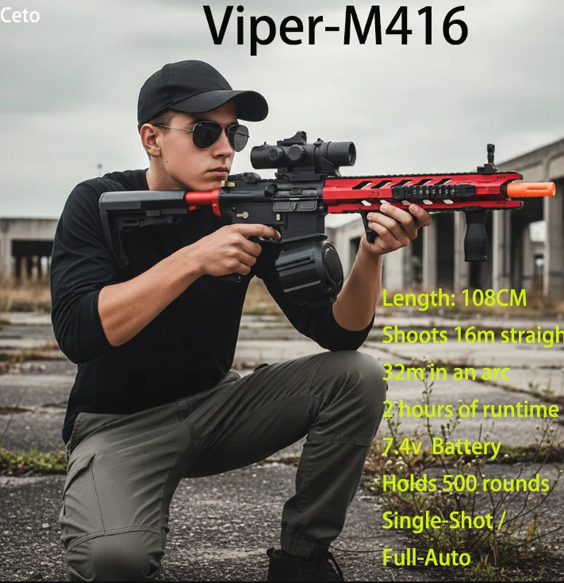 Pistola blaster de gel elétrica automática, 7.4v, 600 rodadas, fogo rápido, saída de alta potência, tempo de jogo estendido, brinquedo ao ar livre