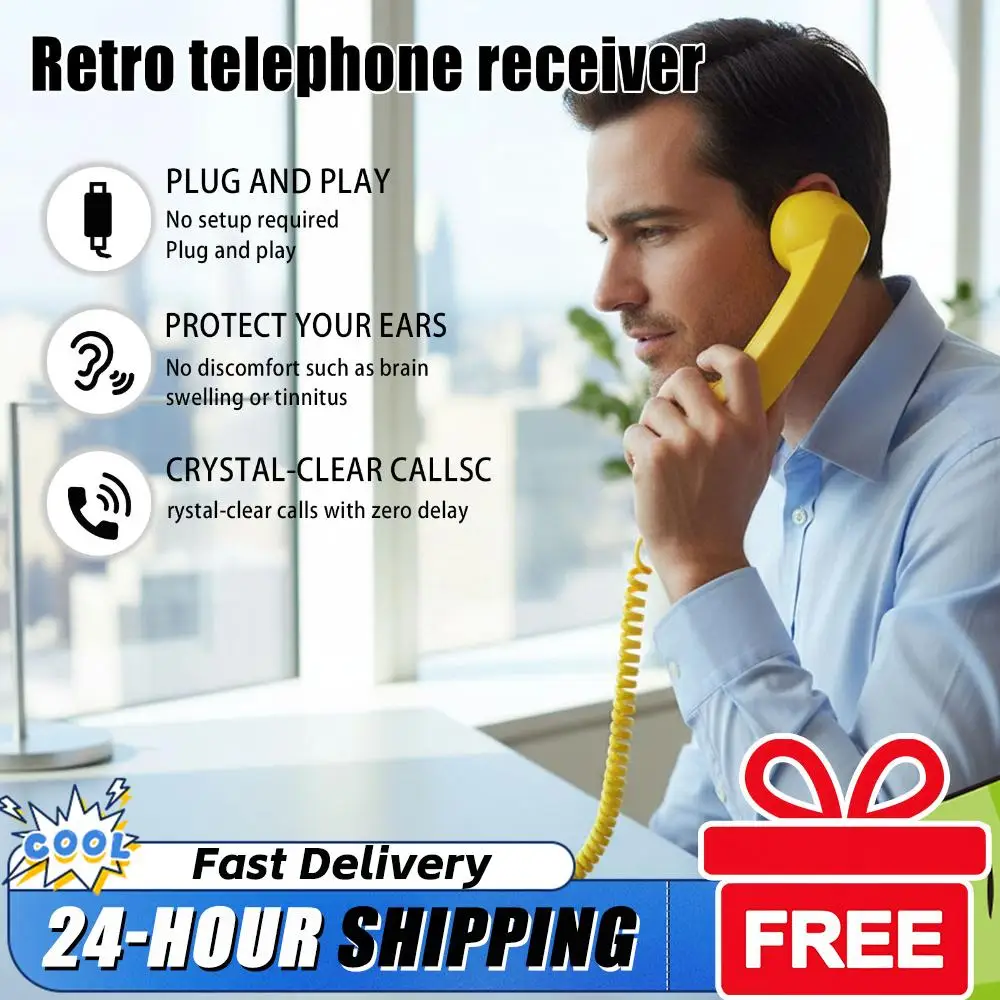 Retro Phone Handset New Retro Phone Handset Type-C Bluetooth Fashioned Telephone Handsets Receiver for Cell Mobile Video