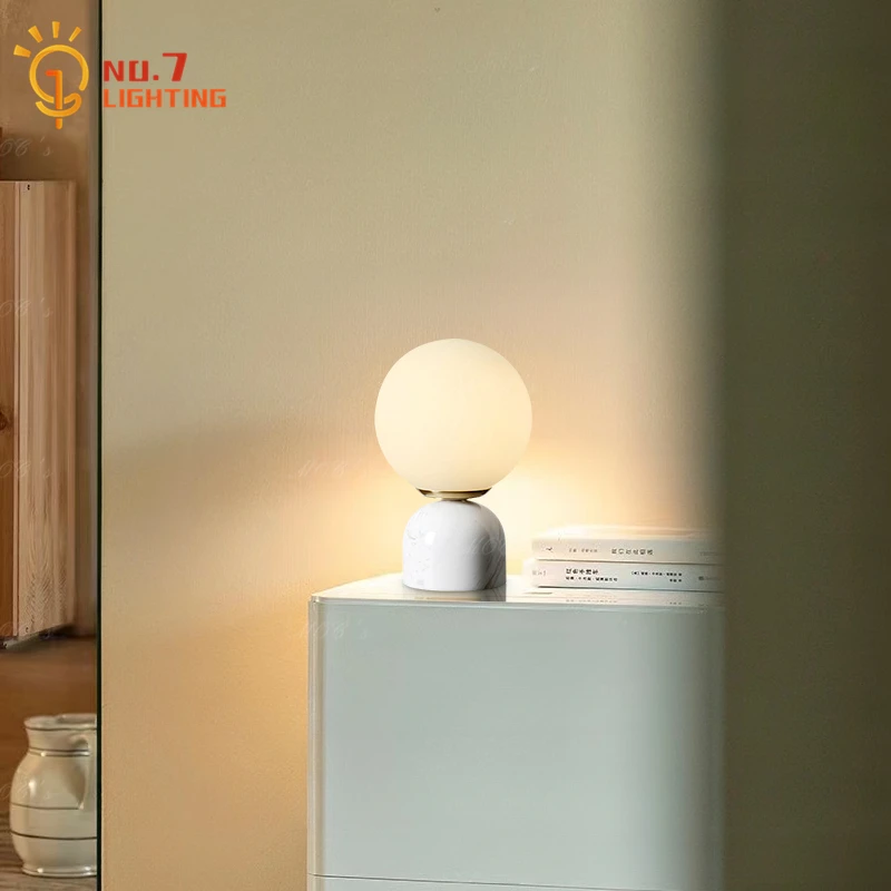 Luxury Cream Wind Marble Table Lamp LED G9 Designer Simple Atmosphere Desk Lights Home Decor Bedroom Bedside Kitchen Table Study