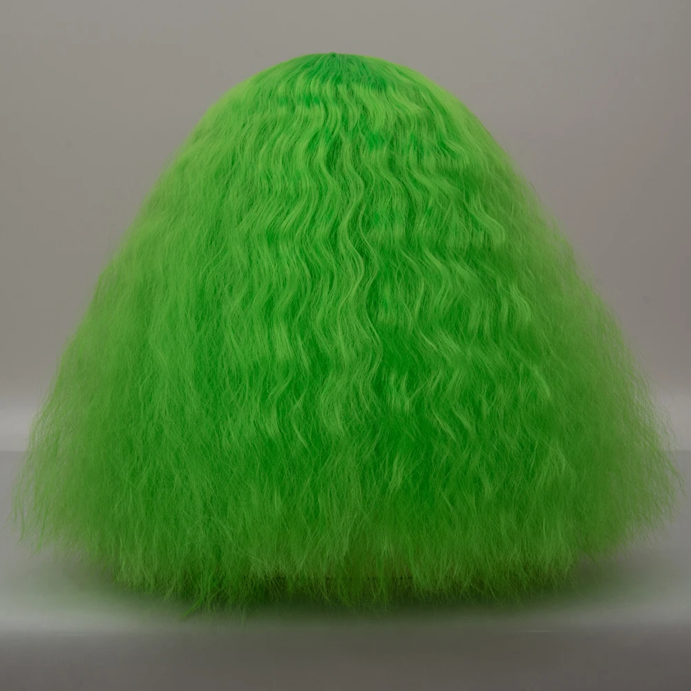 Women Fashion Wig Green High Temperature Silk Fluffy Bangs Long Curly Hair Wig