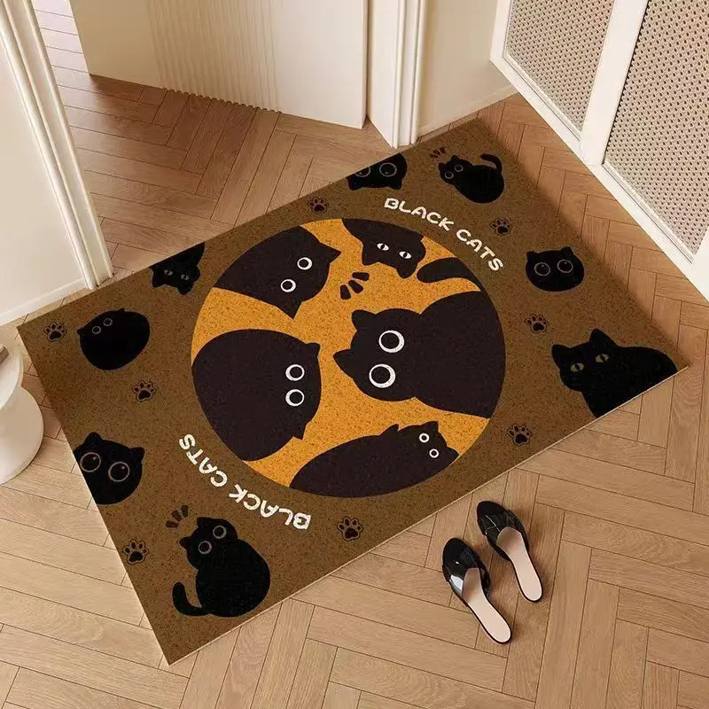 مضحك الأسود القط باب الحصير في الهواء الطلق القط الجبهة باب حصيرة خارج مضحك ممسحة في الهواء الطلق داخلي مدخل حصيرة