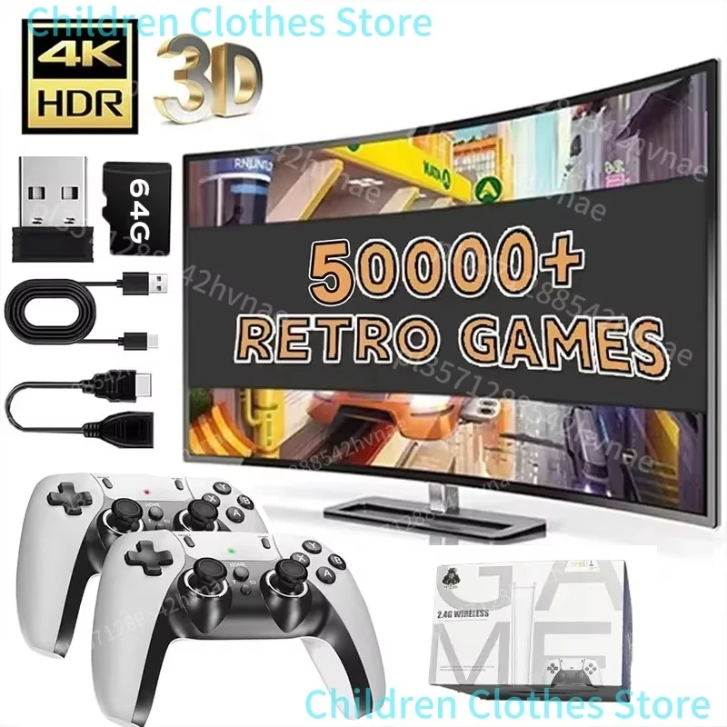 Konsola do gier 64G Game Stick M15 4K Video TV, bezprzewodowe gamepady, gry wideo 64G 40000+/50000+ klasycznych gier arcade, HD, dla dwóch graczy