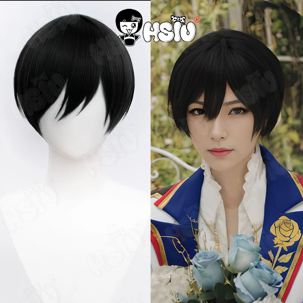 

Hidaka Hokuto Cosplay Wig HSIU 30CM Short black hair Heat Resistant Synthetic Wig Game Ensemble Stars Hidaka Hokuto Cosplay Wig