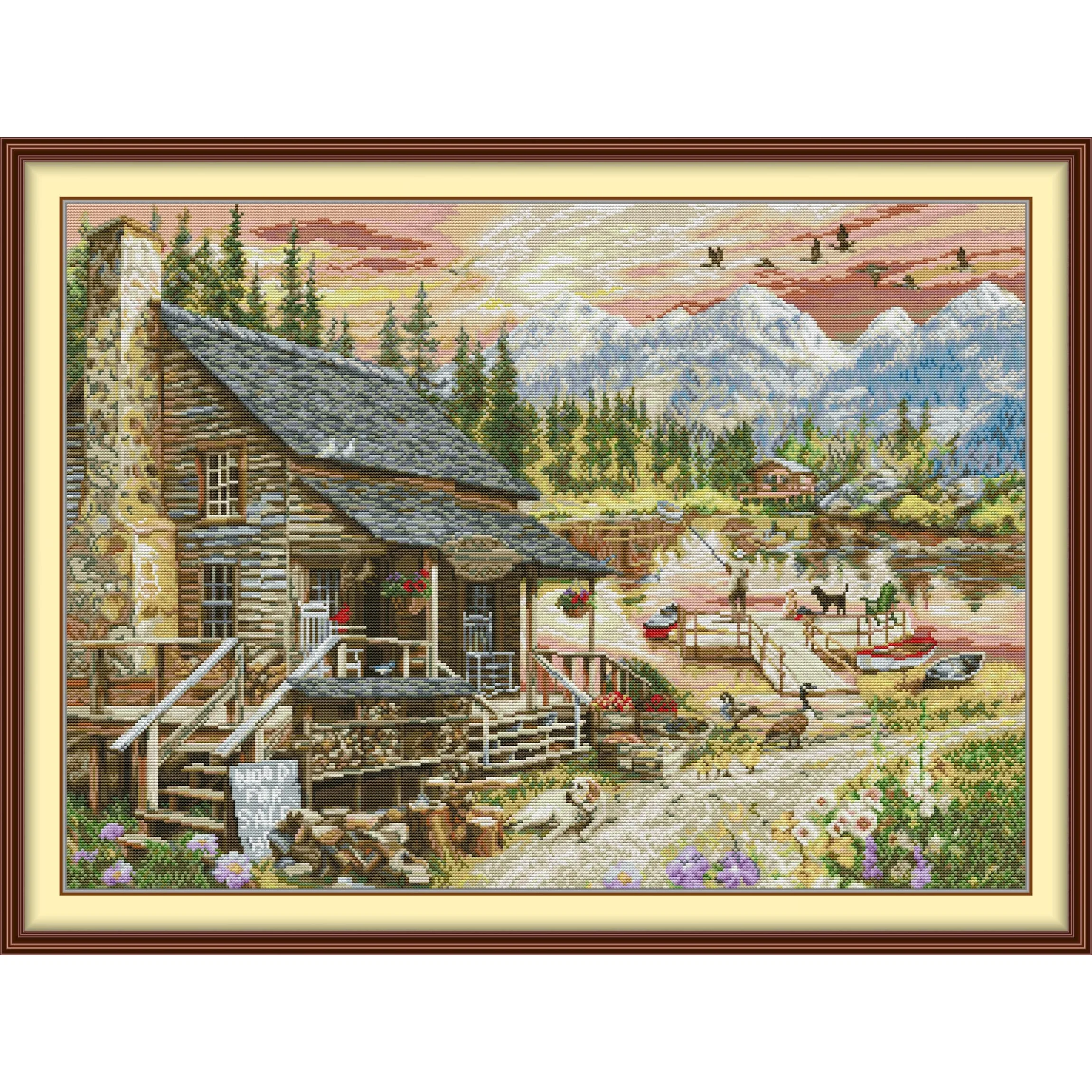 

Набор для вышивки крестом Joy Sunday с предварительной печатью, легкий узор, набор для вышивки из штампованной ткани Аиды, небольшой сельский магазин