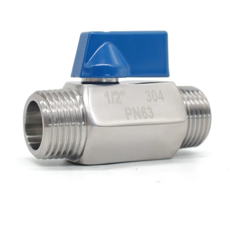 BSPT  Blue Handle MINI Ball Valve SS 304316L 1/8 1/4 3/8 1/2 to 7mm 10mm 8mm 9mm 12mm Tower Adapter 2 Way Ball Valve