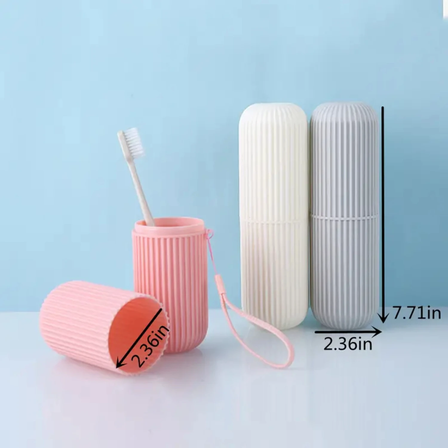 Portable Travel Toothbrush Cup and Case Set for Business Trips Daily Use, Convenient Carrier Organizer in Random Color O
