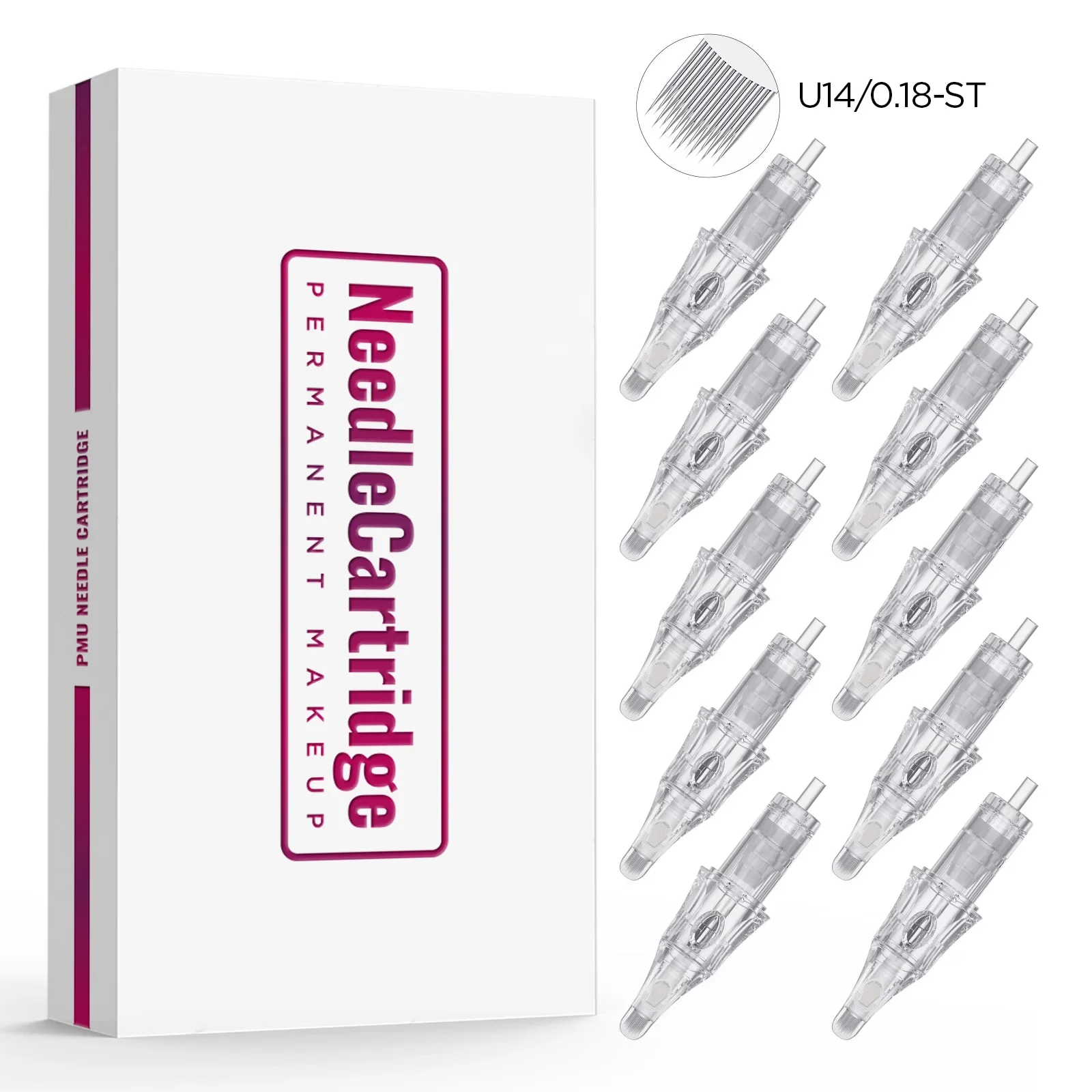 

10 шт., иглы для картриджей для татуировки, встроенная губка, одноразовая стерилизованная игла для татуировки в полустене для боди-арта, перманентный макияж