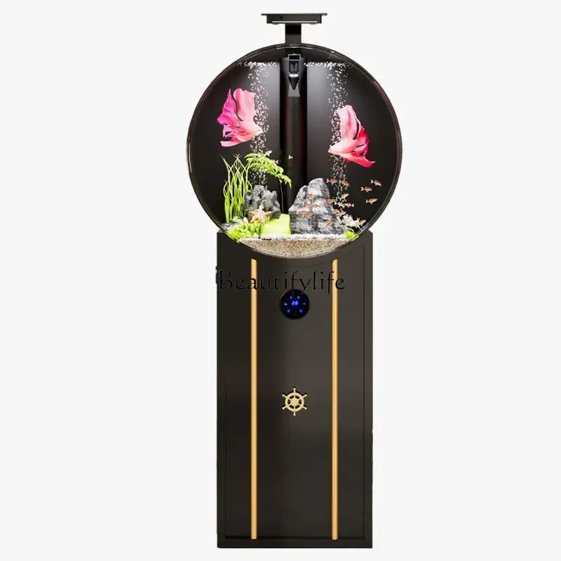 FG-*New round fish tank living room small household floor bottom