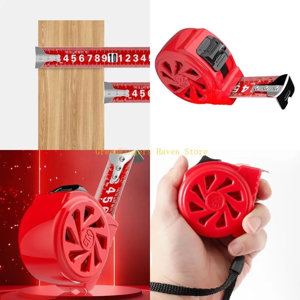 F68D Red Measuring Tape with Thickened Designs 3/5/7.5/10m Length for Long service Use for Construction & DIY Projects