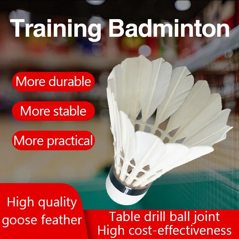 1/3/6/12 pcs Badminton Balls Shuttlecock White Goose Feather Flying Stability Durable Feather Shuttlecock Ball Outdoor Training