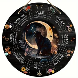 Wheel of the Year Acrylic Sign-Pagan Calendar with Moon Phases for Wicca,Window,Witchcraft,Bar,Kitchen,Restaurant,Witchy Decor