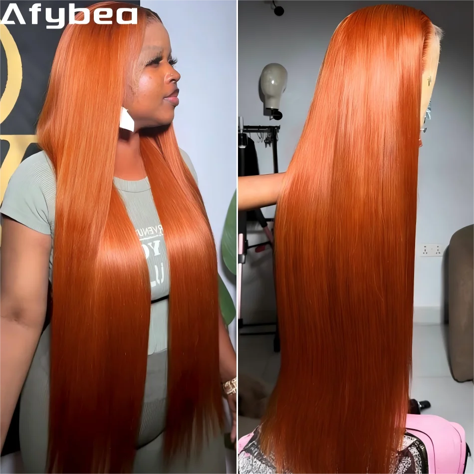 

Парик из натуральных волос Ginger Orange, прямой, 13x6 HD, с фронтальной застежкой, 36 дюймов, плотность 250, предварительно снятая линия роста волос, прозрачный, цветной, с осветленными узлами