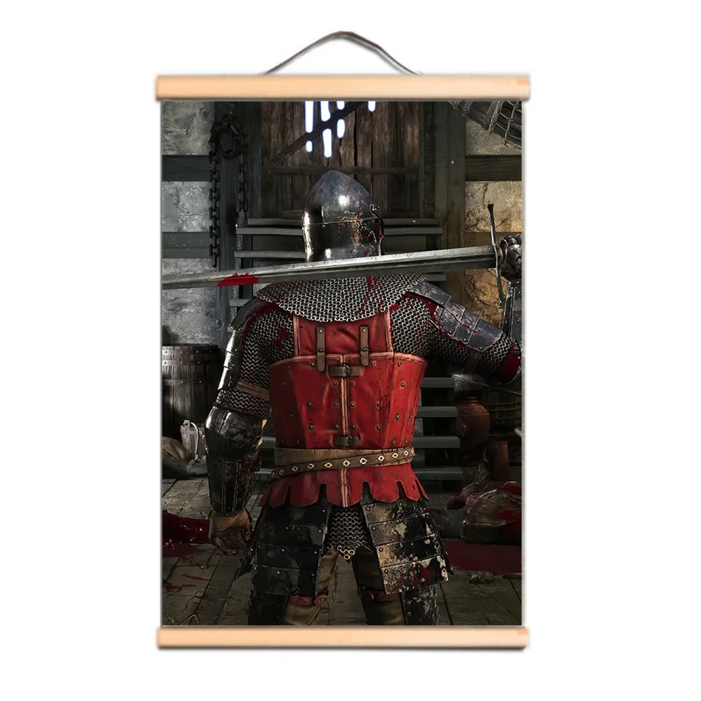 

Vintage Armor Warrior Artwork Wooden Scroll Painting - Upgrade Your Room Wall Decor with Templar Knight Art Poster Wall Charts