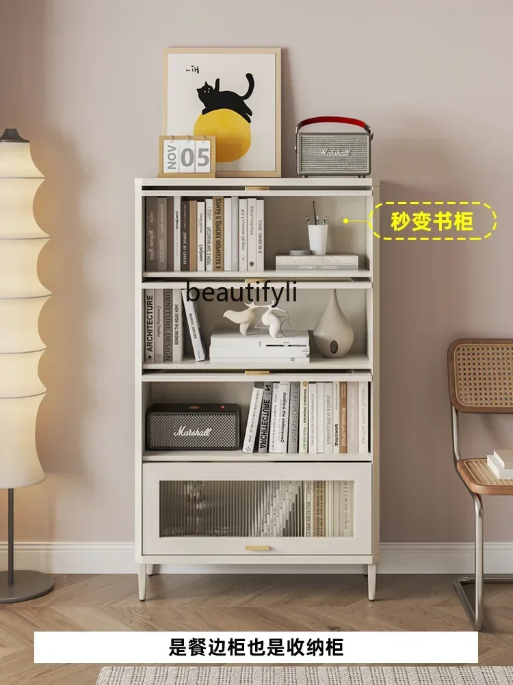 

07Ultra-Thin Sideboard Cabinet Modern Minimalist Living Room Storage Cabinet Wall Integrated Storage Wine Cabinet Bookcase
