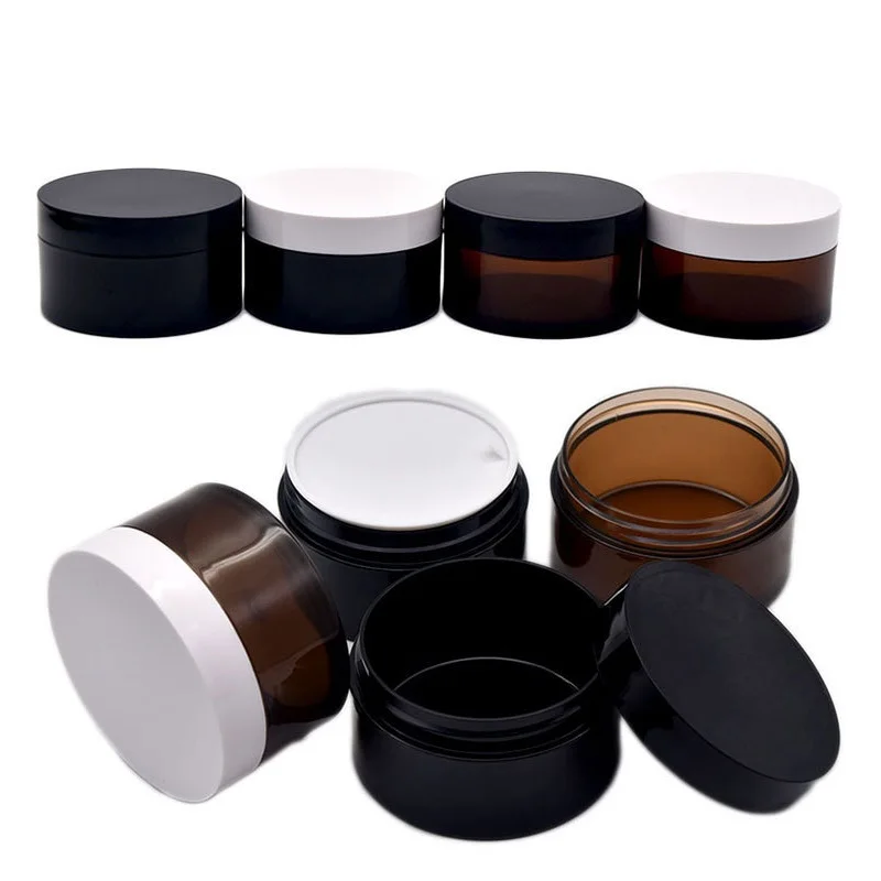 10Pcs 100ml Thick Wall Cream Jar Brown Empty Wide Mouth Bottle 100g Black Cosmetic Jars Plastic Makeup Containers With Lids