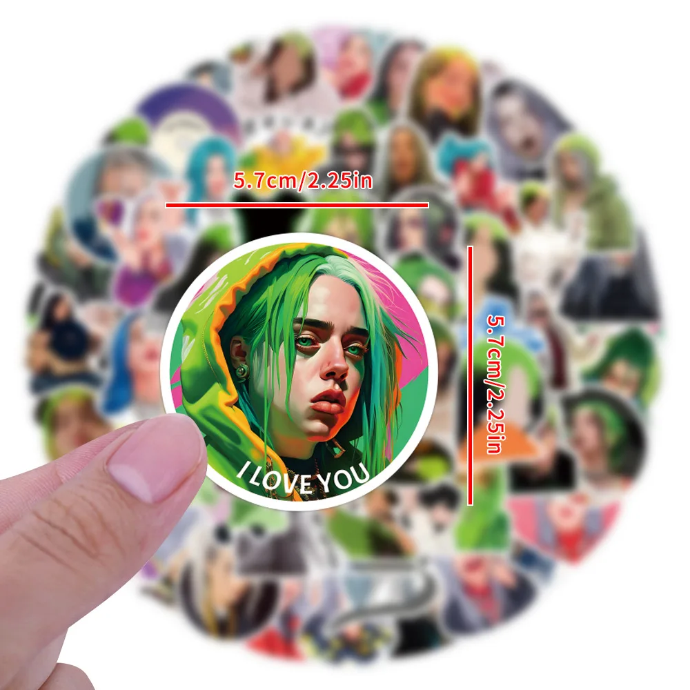 110 قطعة من ملصقات بيلي إيليش، ملصقات جرافيتي للمشاهير، ملصقات زجاجات الأمتعة DIY