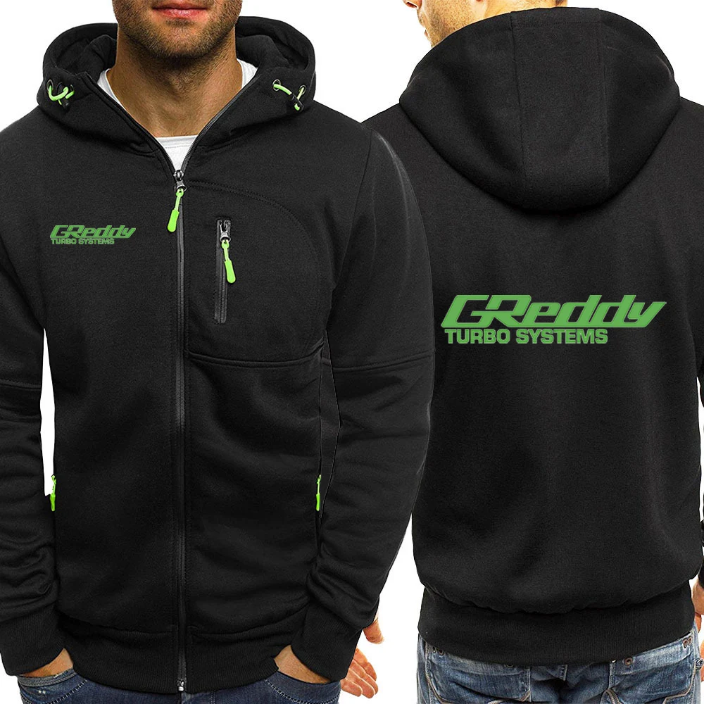 2024 Men New GReddy Turbo Systems Casual Spring and Autumn Hot Sale Three-color Zipper Hooded Cotton Long-Sleeved Coat Tops