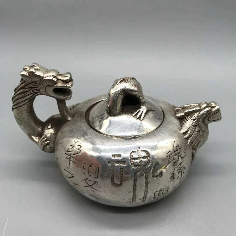 

Collect China Ming Dynasty Paktong Fengshui God Beast Chi Dragon Teapot Pot