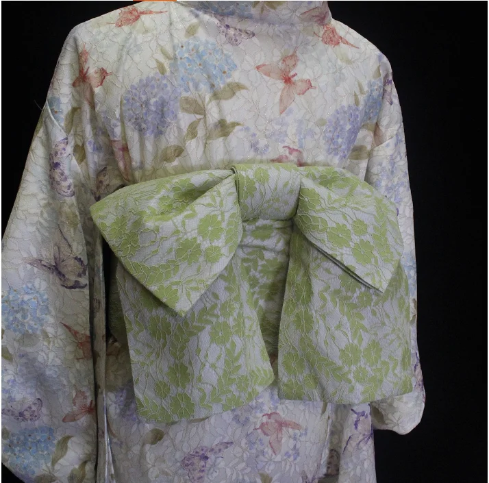 

Оригинальный японский пояс-кимоно со стильным бантом и элегантным кружевным поясом