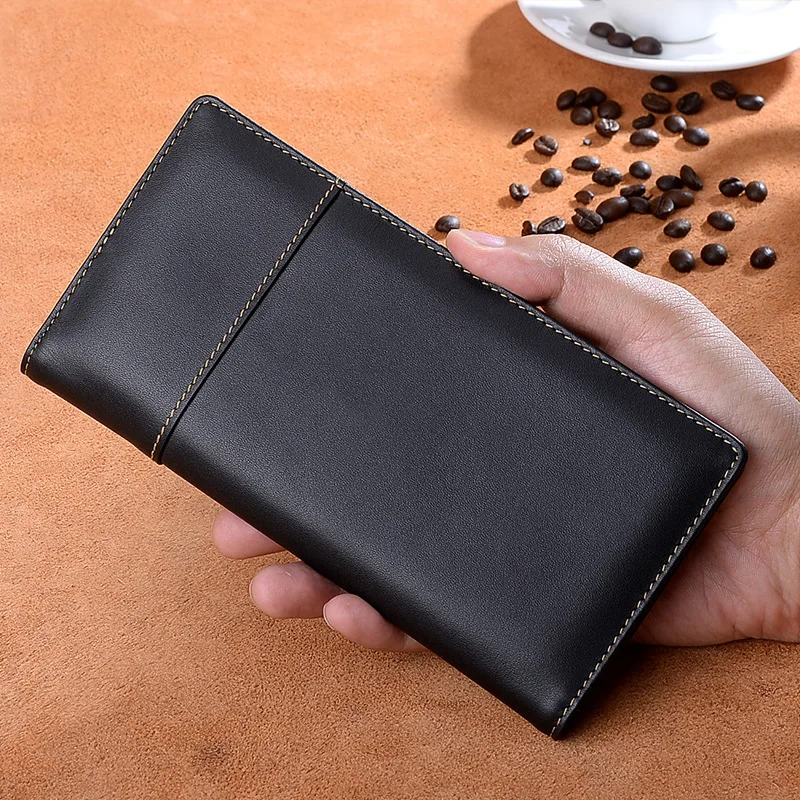 New wallet men's genuine leather long multi-card top-layer leather wallet large-capacity ultra-thin business wallet Money clip