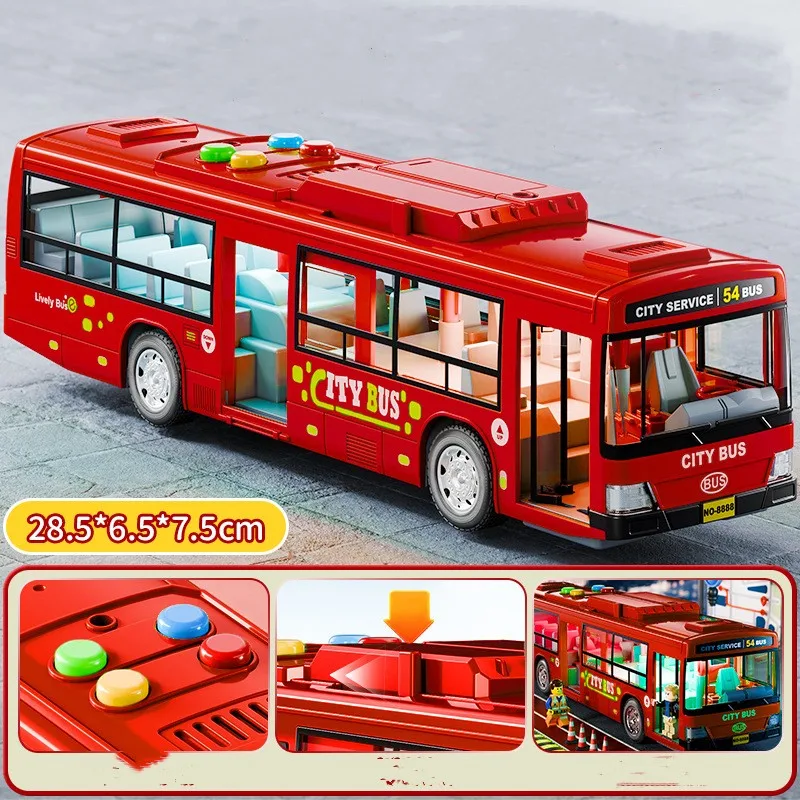 

City Bus Toy for Kids, Die Cast Alloy Pull Back Vehicles,with Sounds and Lights, Model Cars Toys Educational Gift for Kids