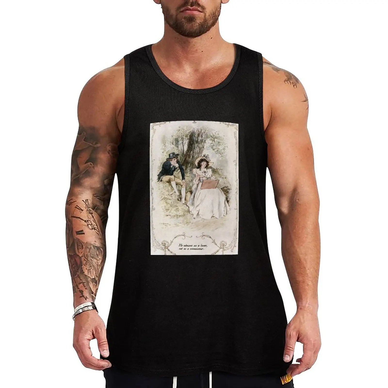 Charles Edmund Brock - Jane Austen Admiring Her Art Tank Top male top sleeveless shirt man gym new in tops & t-shirt t shirt gym