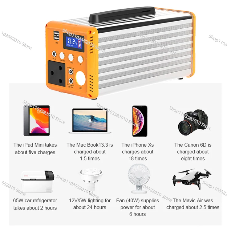 Outdoor camping portable power station with 100 watt solar panels 64000 mAh lithium battery solar generator