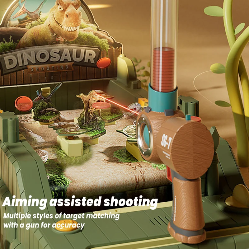 Dinosaur Shooting Table Children's Puzzle Challenge Pinball Table Game Focus Training Shooting Game Machine Ejection Toys